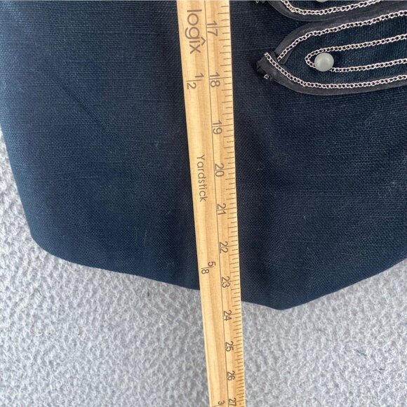 Chicos Vest Womens 2 US Large Black Linen Blend Chain Embellished Band V Neck - Picture 9 of 10